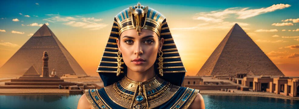 Cleopatra's Majesty: A Portrait Framed by the Pyramids.