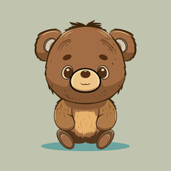 Little teddy bear character isolated on white background Vector illustration