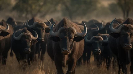 Crédence de cuisine en plexiglas Parc national du Cap Le Grand, Australie occidentale Group of african buffalo. Wildlife Concept with Copy Space.