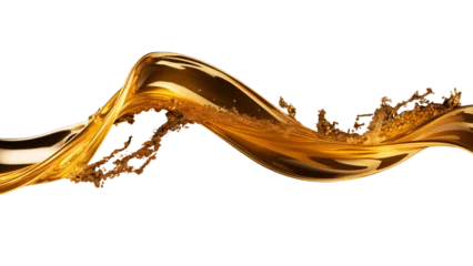 Fotobehang Golden oil with bubbles flowing in a wave © samitha