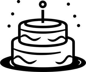 Celebration Cake Vintage Outline Icon In Hand-drawn Style