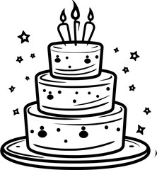 Celebration Cake Vintage Outline Icon In Hand-drawn Style