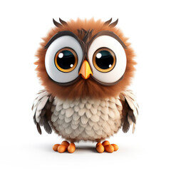 Cute Cartoon Owl Isolated On a Transparent Background 