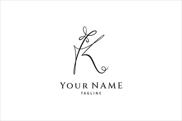 K initial letter signature logo with butterfly shape variation. Handwriting logo template vector