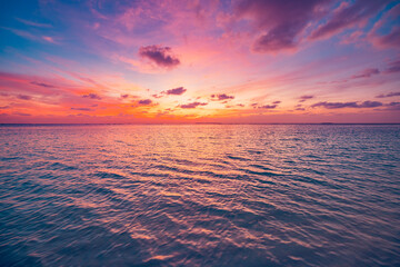Fantastic sea sky sunset. Dramatic colorful clouds over seascape horizon. Inspirational nature...