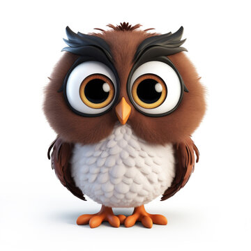Cute Cartoon Owl Isolated On a Transparent Background 