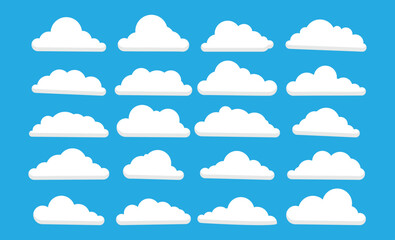 Simple Cartoon Clouds Vector, Minimalist Cloud, Modern Flat Cartoon Set