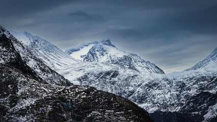 Snow covered mountains of Andalsnes