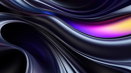 Obraz premium Black silver Holographic liquid shapes abstract background