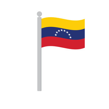 Flag of Venezuela on flagpole isolated