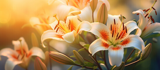 beautiful sunny background with lilies