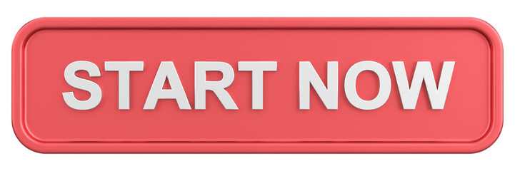 Start now button. 3D illustration.