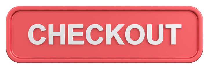 3D checkout button. 3D illustration.