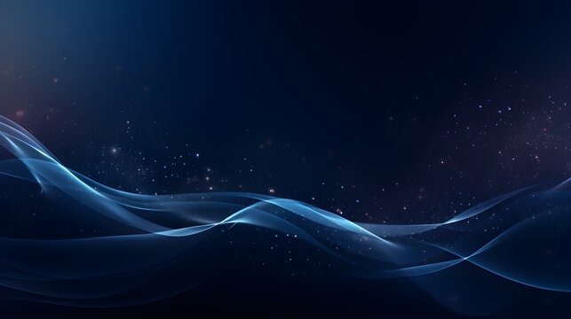 Dynamic Wallpaper of soft Waves in navy blue Colors. Elegant Presentation Background