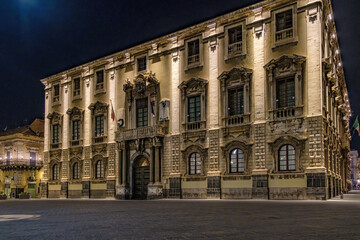 Naklejka premium University Palace in Catania at Night