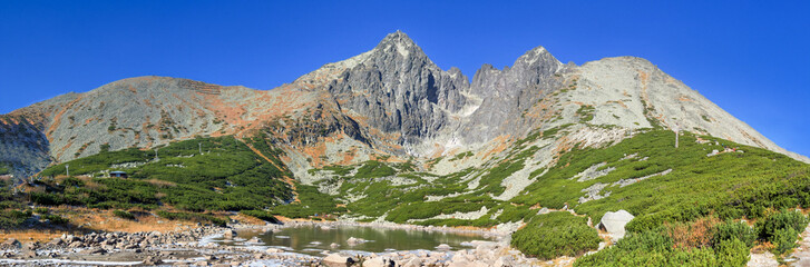 Fototapeta na wymiar Panorama view of Lomnicky Stit in High Tatra. Slovakia