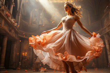 Beautiful ballerina at a classic ballet performance