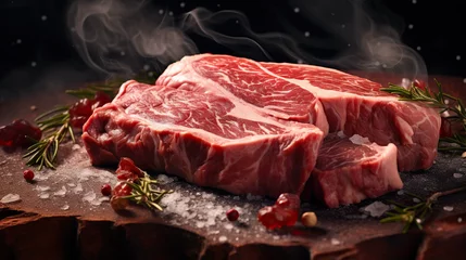 Tuinposter raw beef steak  Marbled beef meat concept Organic grass fed marbled meat  © SizeSquare's