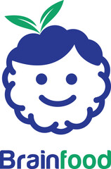 Brain food logo design baby food with intelligent and smart, fresh foods for kids.
