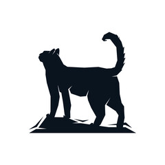 Cat standing elegant logo silhouette. Geometric flat design clipart vector illustration