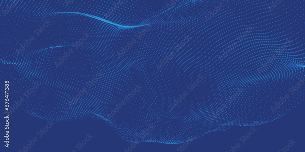 Poster abstract digital particle wave. futuristic dotted wave. technology background vector. vector illustr