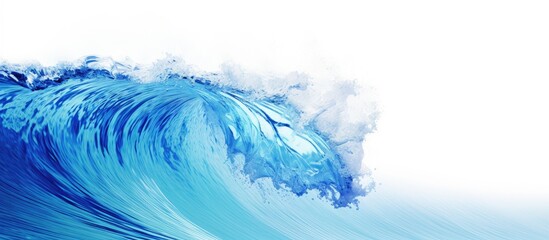 Fototapeta na wymiar The abstract blue wave with a splash creates a beautiful and natural background texture exuding the energy of the summer ocean and the speed of its powerful electrifying environment