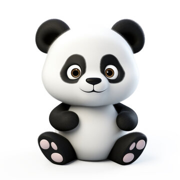 Cute Cartoon Panda Bear Isolated on a Transparent Background 