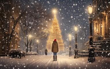 luci neve in strada a natale