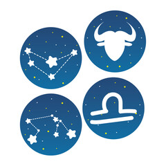 Set of star constellations and zodiac signs Vector