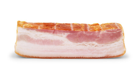 Smoked bacon strips, isolated on white background. Slices of smoked bacon isolated on white...