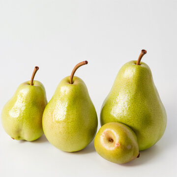 Pears on a white background. Generative AI