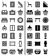 Interior icon pack in outline and glyph style