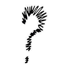 Hand drawn ink question mark illustration in sketch style. Single element for design