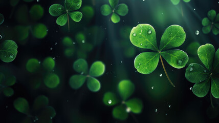 St. Patrick's Day banner, four leaf clover