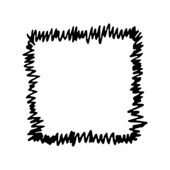 Hand drawn highlight illustration. Marker frame clipart. Ink scribble square. Single element