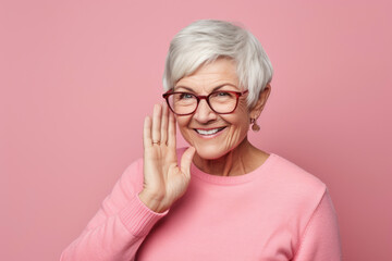 A portrait captures the happy expression of a mature woman, highlighting her attractive and positive demeanor despite health challenges.