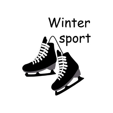 vector illustration of ice figure skating icon. Winter sports icons. figure skates ready for your design on a white background. Elements of the image of a ski resort, mountain entertainment.