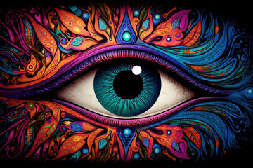Close up eye. Mandala art design - Powered by Adobe