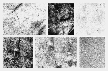 Set of monochrome black and white abstract vector grunge textures.