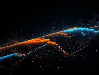 Fototapeta na wymiar Abstract sci-fi blue and orange background, concept of digital future., AI