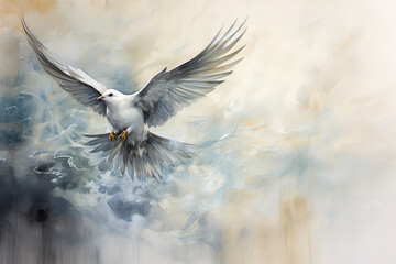 Generative AI illustration of white dove of peace