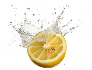 lemon  in water splash isolated on a white background