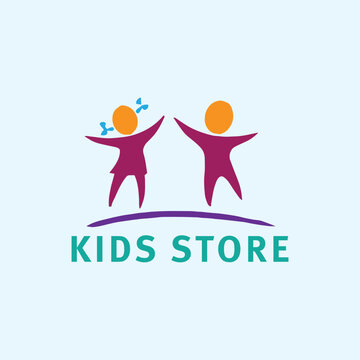 mom baby kids store logo design vector