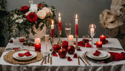a romantic dinner for two with candles on the table