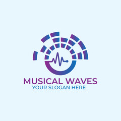 musical waves logo design vector format