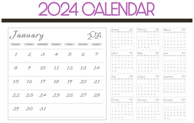 Vector calendar for 2024