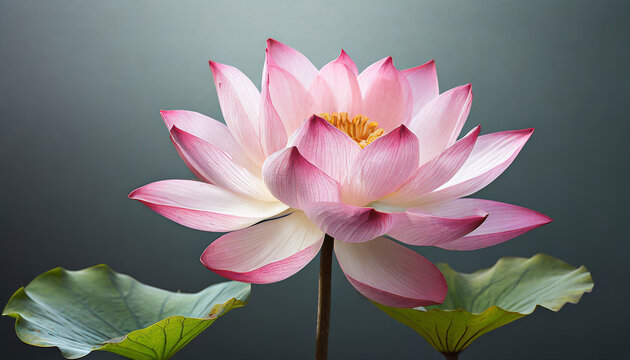 one pink lotus flower png file of isolated cutout object on transparent background