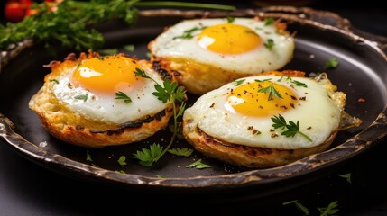 Eggs on English muffins sandwich