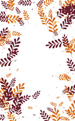 Gold Plant Background White Vector. Leaves Art Set. Green Herb. Yellow Leaf Object. October Illustration.