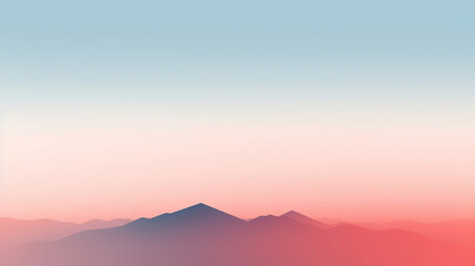 mountain sunset gradient background, smooth calm colored backdrop with mountain silhouette, made with generative ai